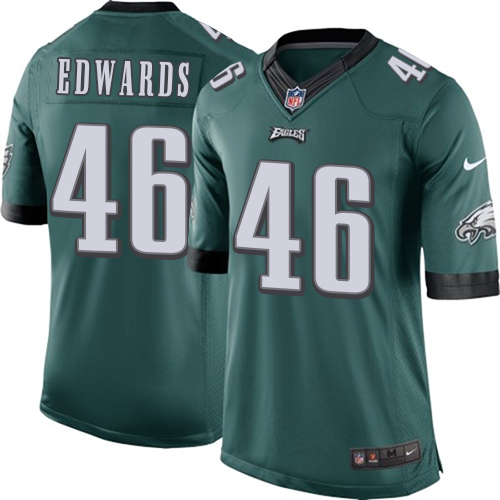 Men's Limited Herman Edwards Nike Jersey Midnight Green Home - #46 NFL Philadelphia Eagles